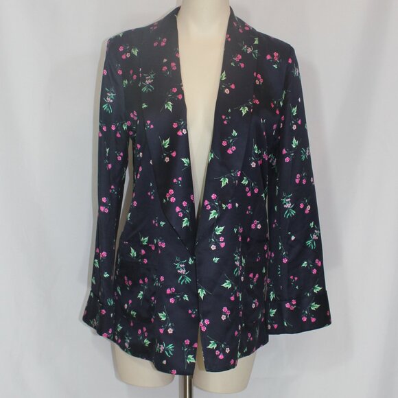 Racil Floral navy Floral front open Blazer Jacket 2 pockets size 36/small - Picture 1 of 8